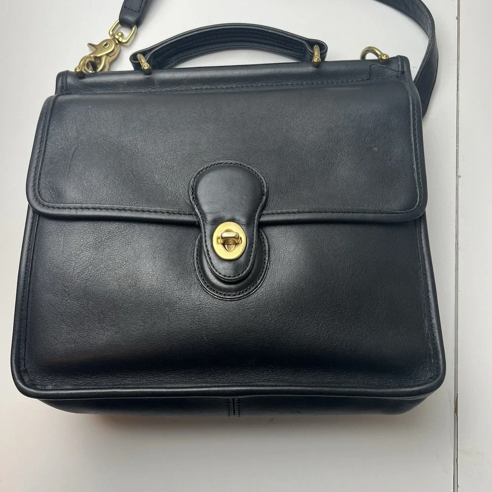 Vintage Black Coach Willis Bag 9927 Crossbody & Top Handle Purse Loose Stitching
